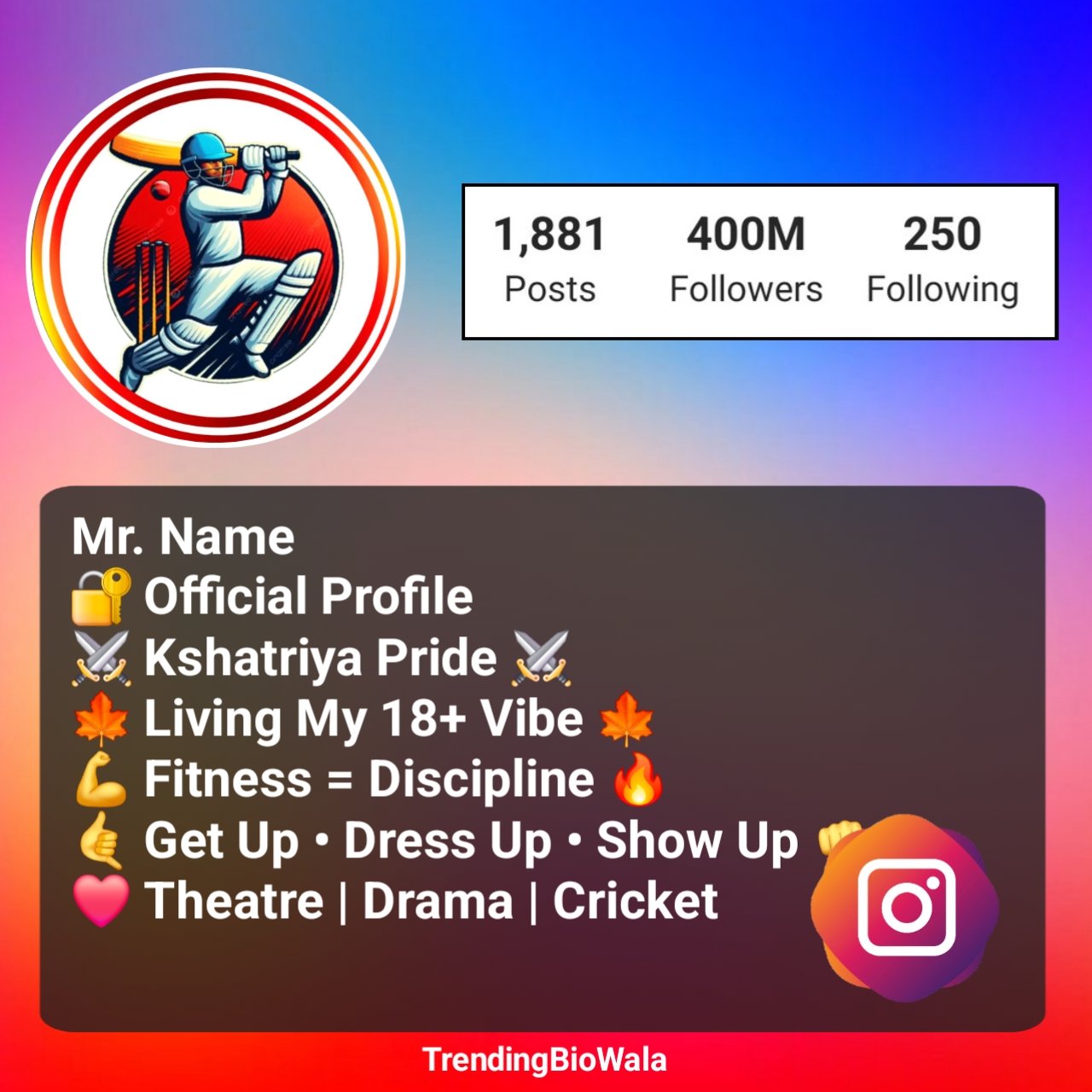 Cricket Bio For Instagram With Emoji