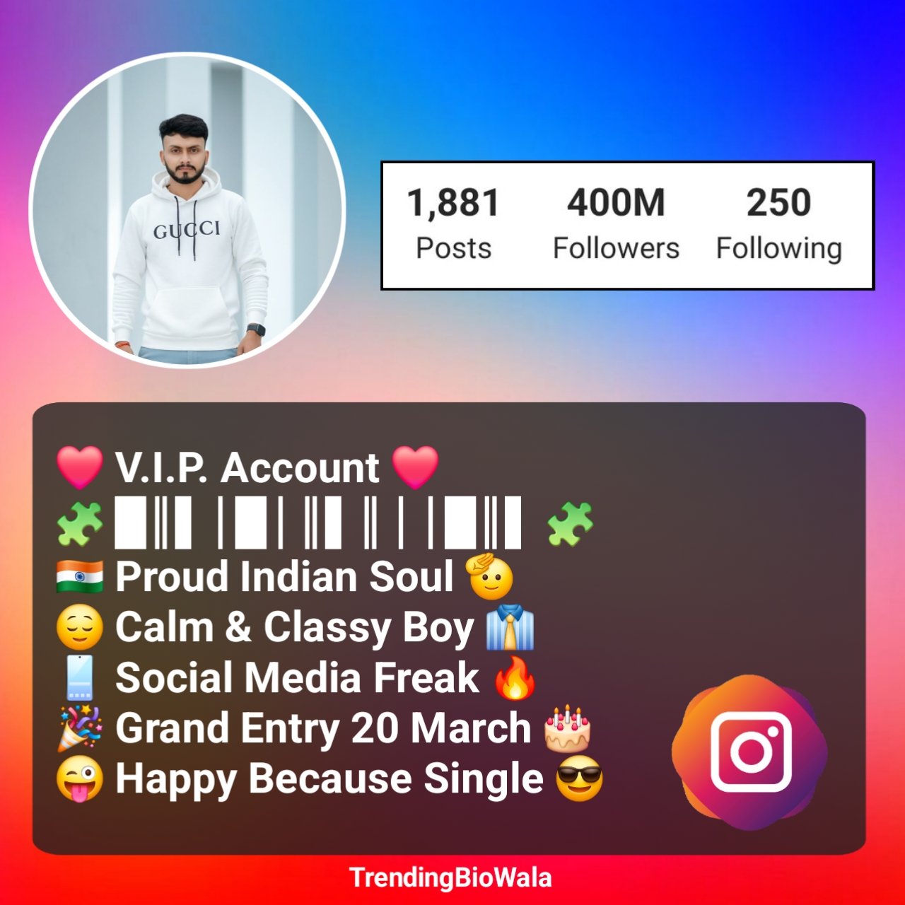 Instagram VIP Bio For Boys