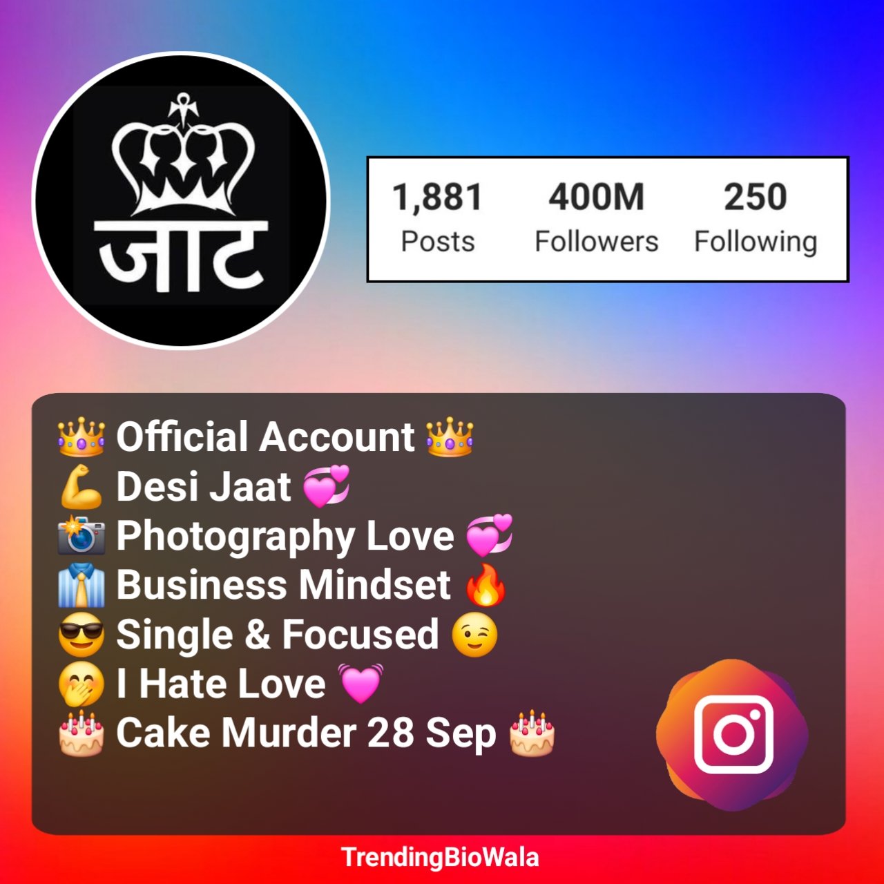 Jaat Bio For Instagram