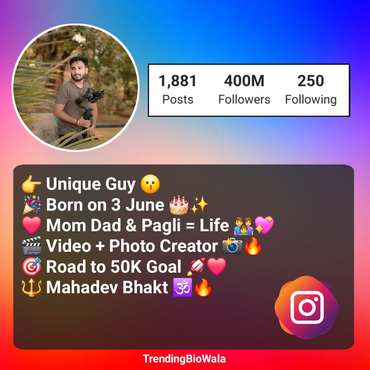 Video Creator Bio For Instagram For Boy